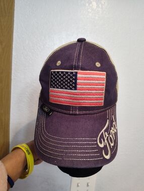 Ford Men's Purple Baseball Cap with American Flag Patch